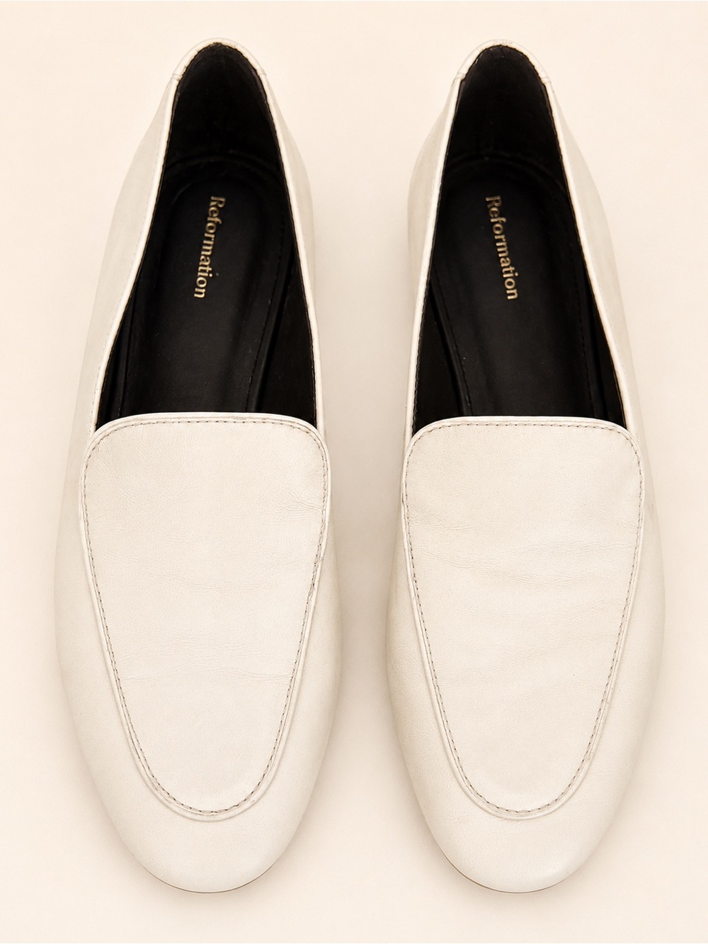 Reformation Kat Soft Slip On Loafers Cream Puff Leather 7.5 Excellent Condition